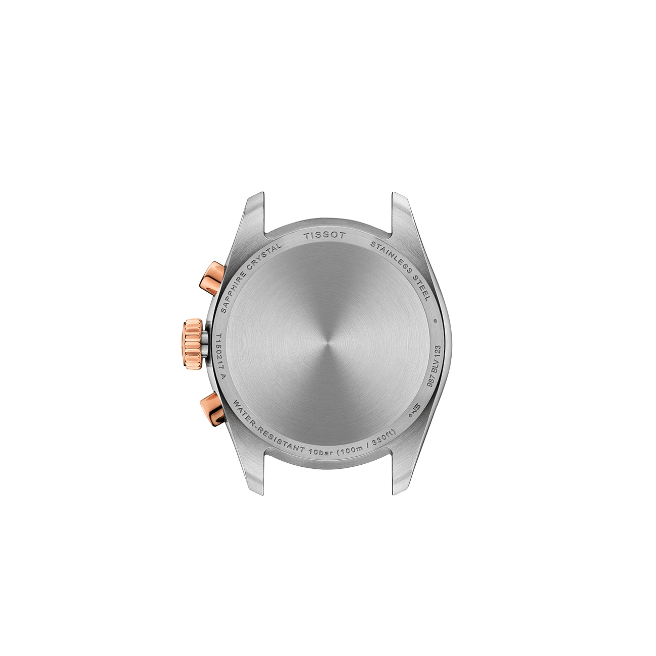 Tissot PR 100 36mm T1502172211100 Rose Gold Chronograph Watch Tissot PR 100 36mm T1502172211100 - back view, without bracelet