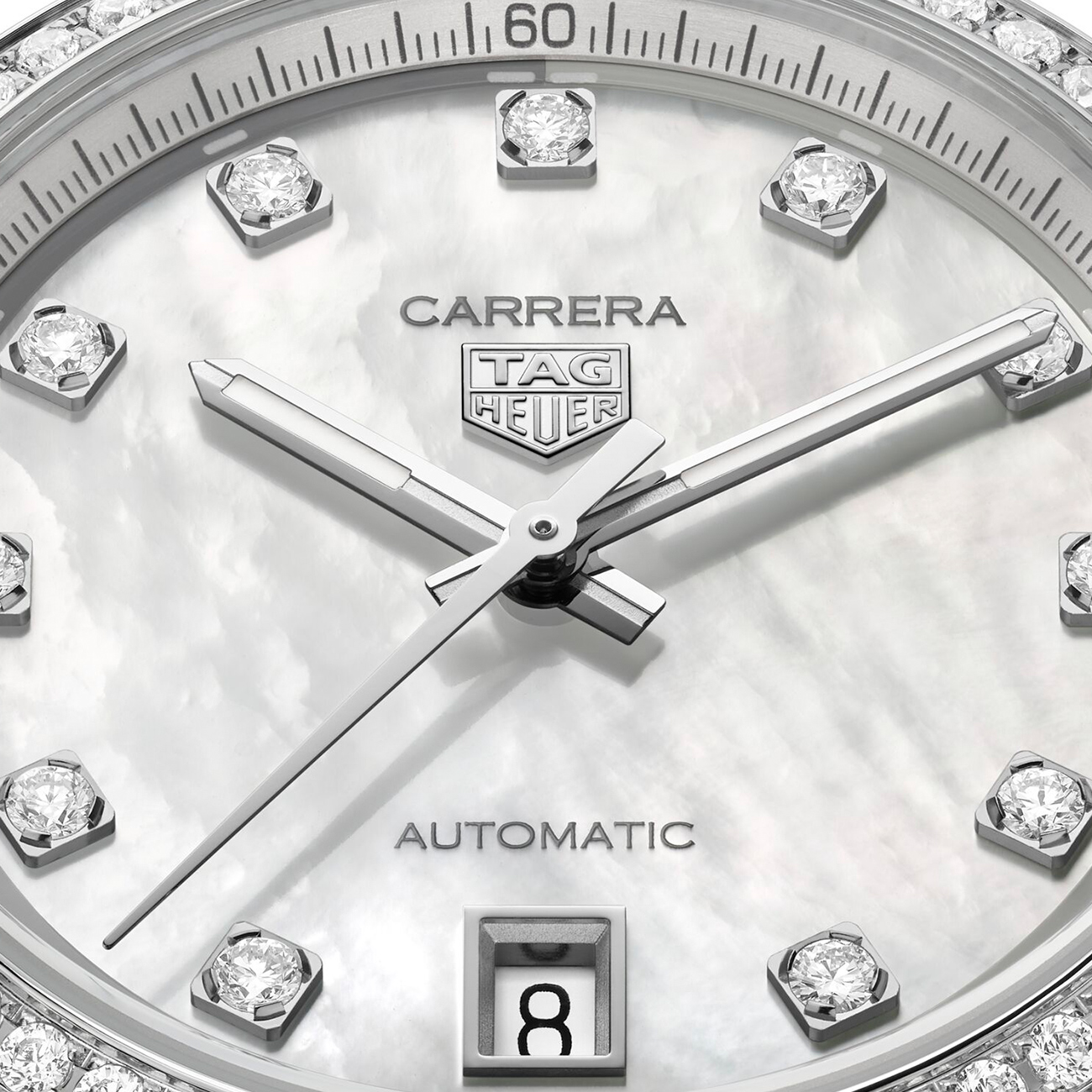 TAG Heuer Carrera Date 36mm Diamond Ladies Watch WBN231E.BA0001 TAG Heuer Carrera Date 36mm Ladies Watch WBN231E.BA0001 with diamond detailing and stainless steel bracelet