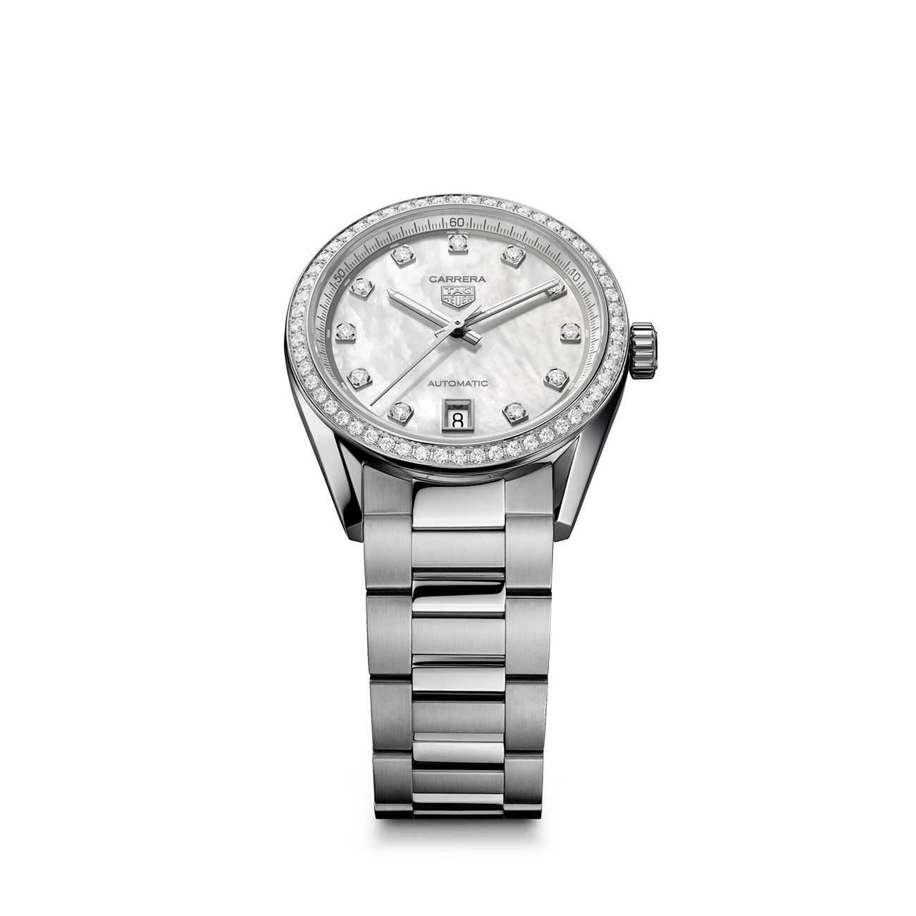 TAG Heuer Carrera Date 36mm Diamond Ladies Watch WBN231E.BA0001 TAG Heuer Carrera Date 36mm Ladies Watch WBN231E.BA0001 with diamond detailing and stainless steel bracelet