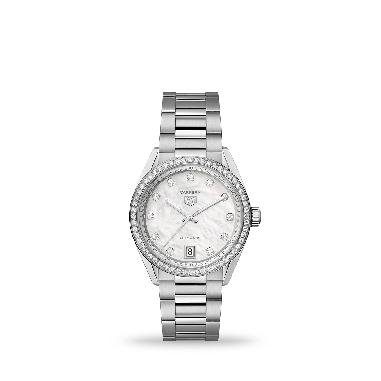 TAG Heuer Carrera Date 36mm Diamond Ladies Watch WBN231E.BA0001 TAG Heuer Carrera Date 36mm Ladies Watch WBN231E.BA0001 with diamond detailing and stainless steel bracelet
