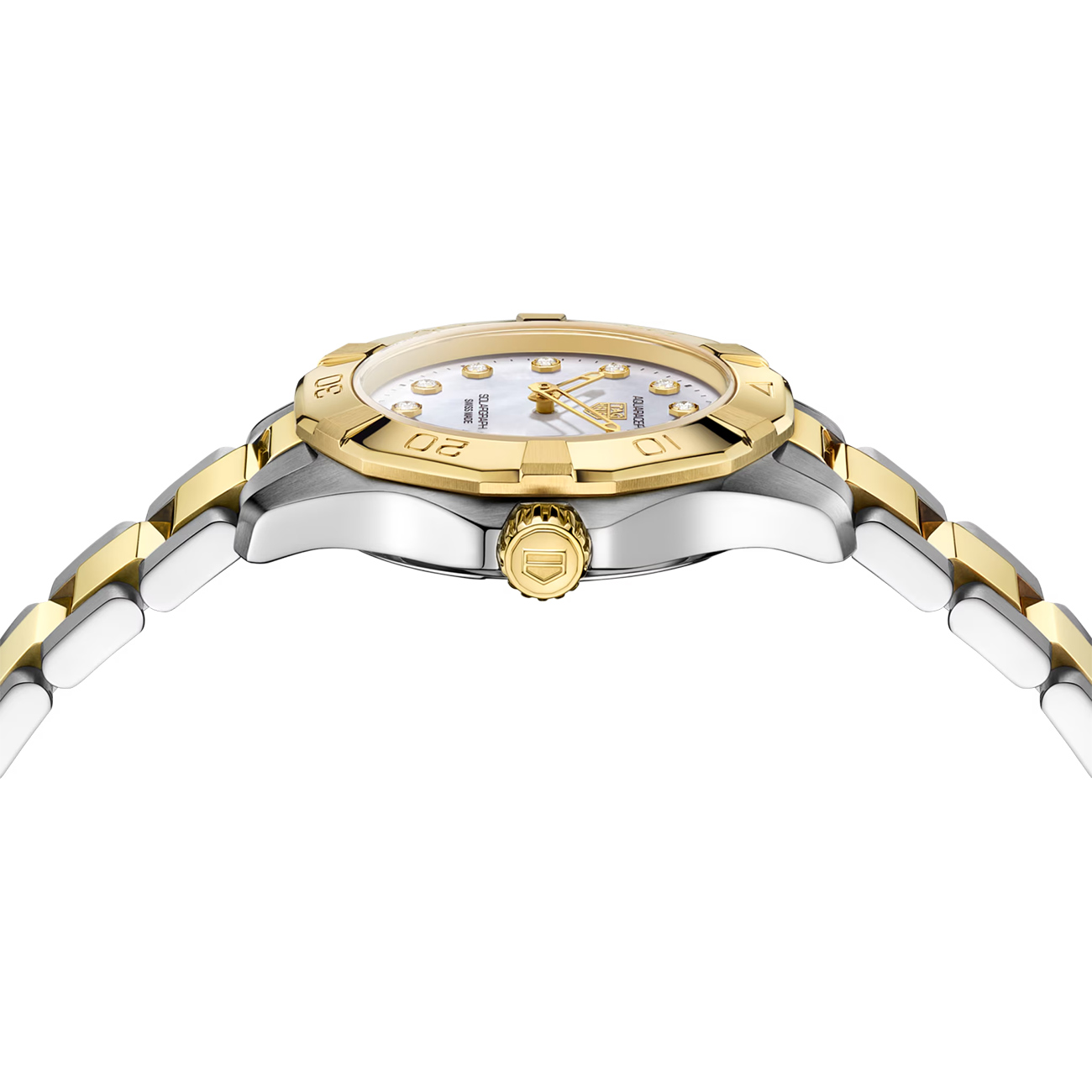 TAG Heuer Aquaracer 28mm WBP1422.BB0006 Watch TAG Heuer Aquaracer 28mm WBP1422.BB0006 women’s luxury two-tone watch with mother-of-pearl dial
