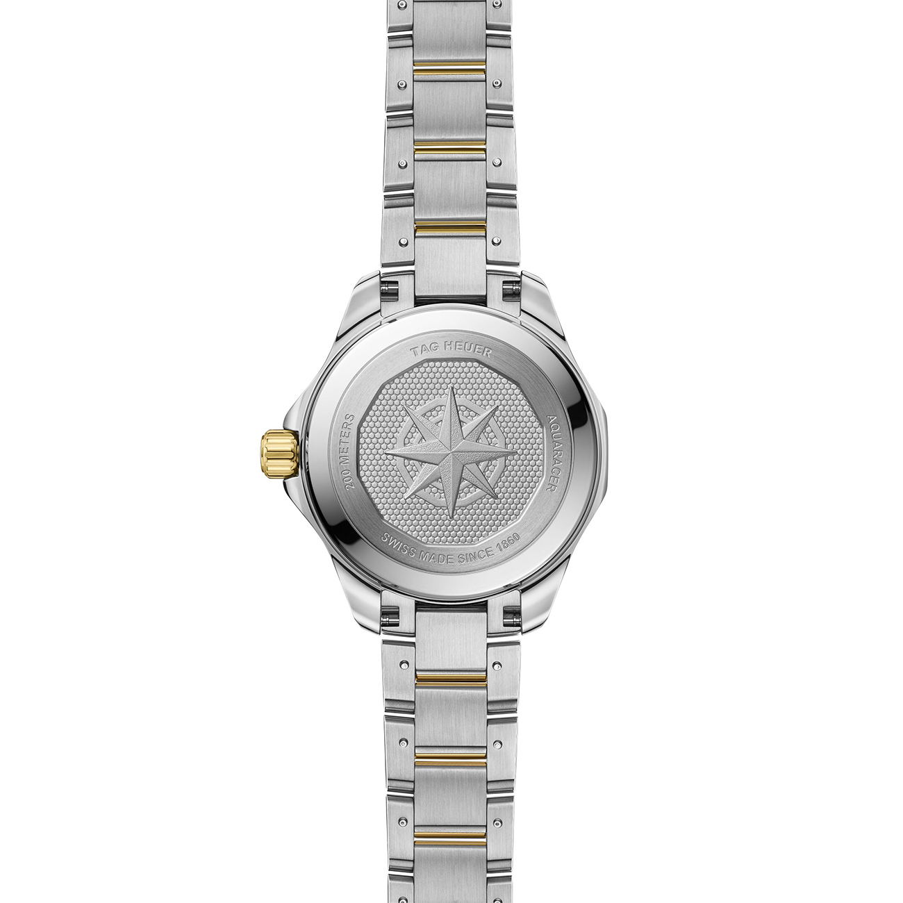 TAG Heuer Aquaracer Professional 200 Solargraph WBP1327.BB0004 34mm TAG Heuer Aquaracer Professional 200 Solargraph WBP1327.BB0004 mother of pearl dial two-tone watch - back