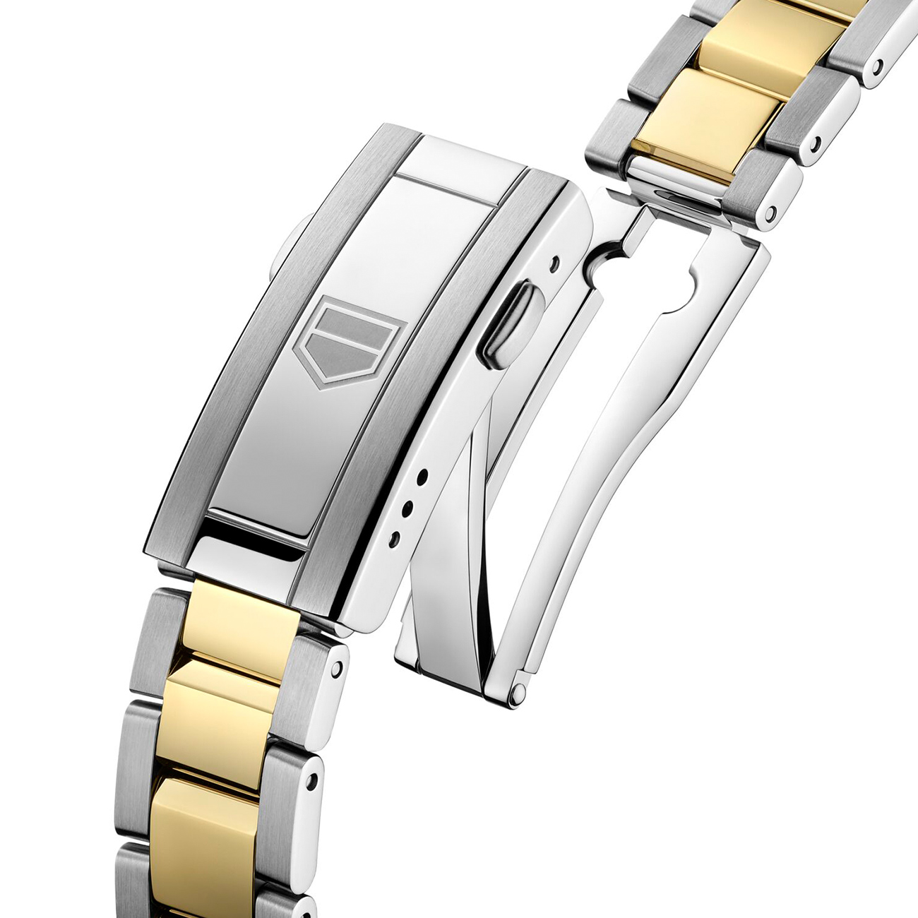 TAG Heuer WBP1327.BB0004 Folding Clasp Bracelet Detail TAG Heuer WBP1327.BB0004 two-tone bracelet folding clasp close-up