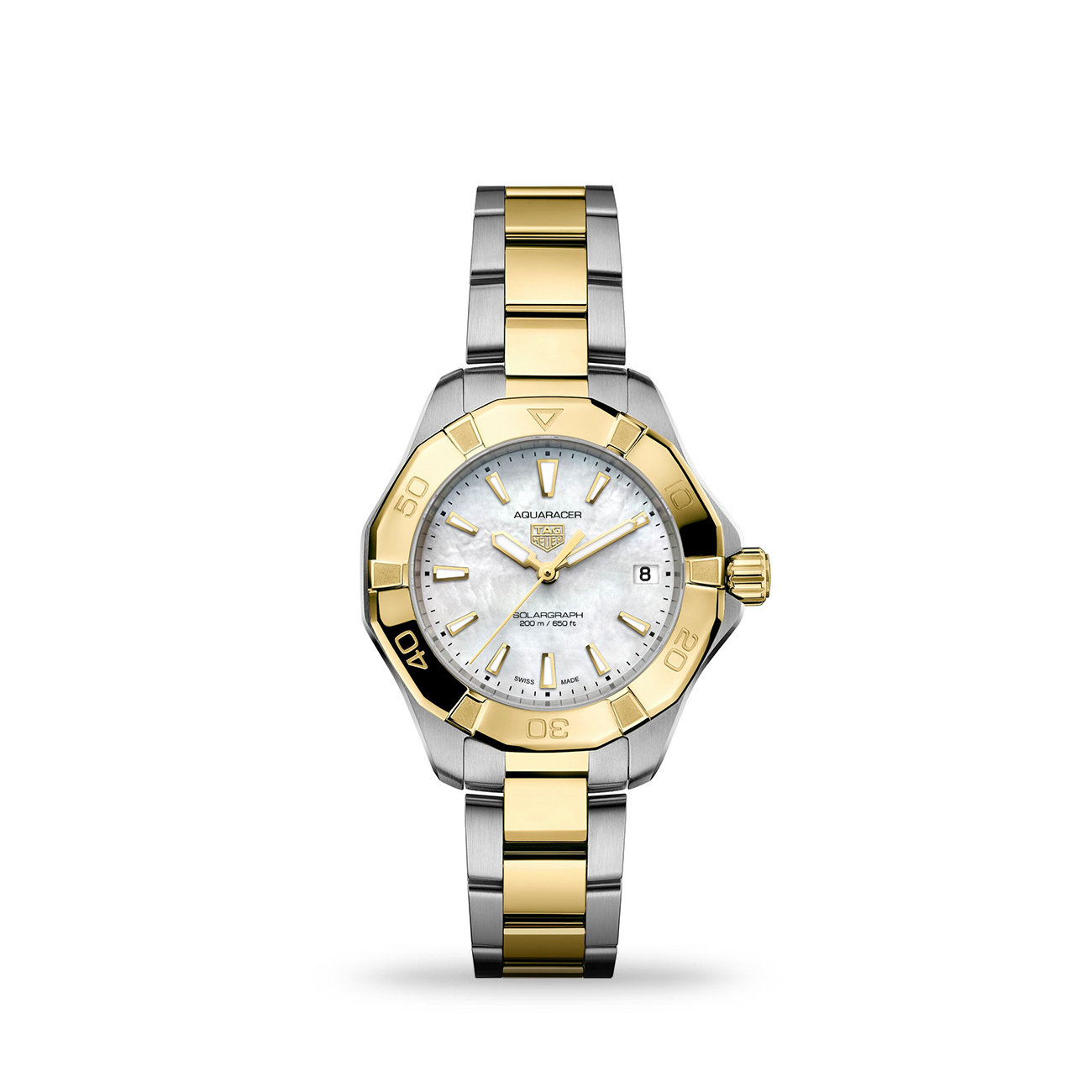 TAG Heuer Aquaracer Professional 200 Solargraph WBP1327.BB0004 34mm TAG Heuer Aquaracer Professional 200 Solargraph WBP1327.BB0004 mother of pearl dial two-tone watch