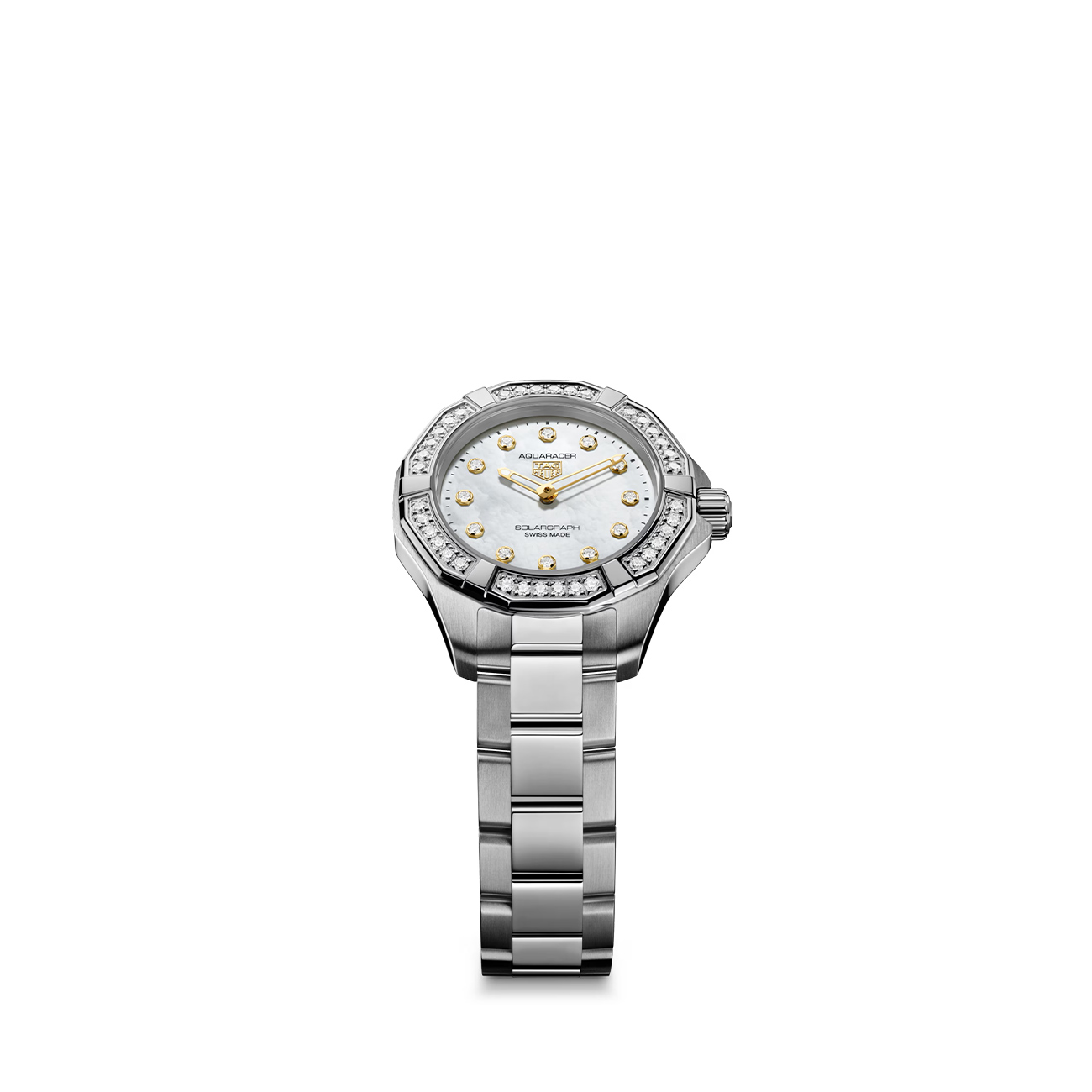 TAG Heuer Aquaracer Professional 100 Solargraph WBP141J.BA0049 TAG Heuer Aquaracer Professional 100 Solargraph 28mm ladies watch WBP141J.BA0049 with diamond bezel - mushroom view