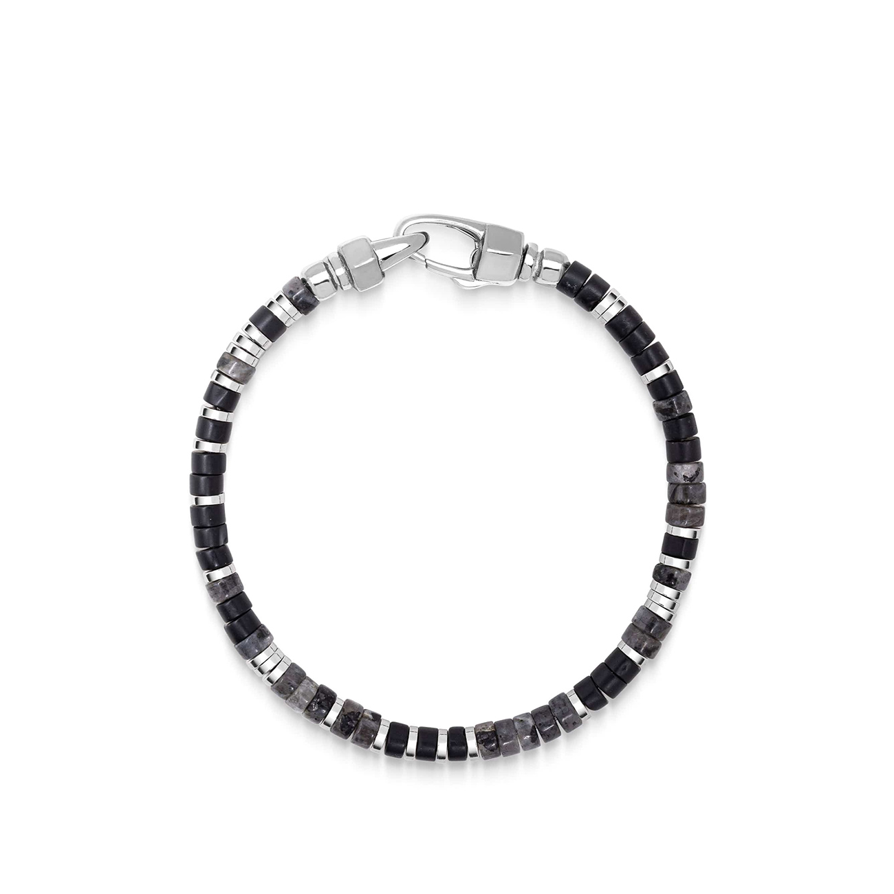 Midnight Onyx Heishi Bracelet – MCHCO_753 Midnight Onyx Heishi Bracelet with 4mm matte onyx beads and stainless steel hardware by Nialaya SKU MCHCO_753