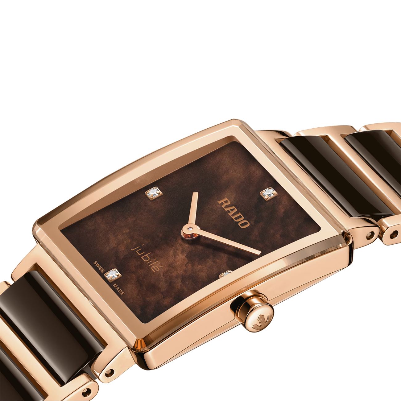 Rado Integral Diamonds R20251912 Women's Watch Rado Integral Diamonds R20251912 ladies Swiss quartz watch with brown mother-of-pearl diamond dial and brown ceramic bracelet