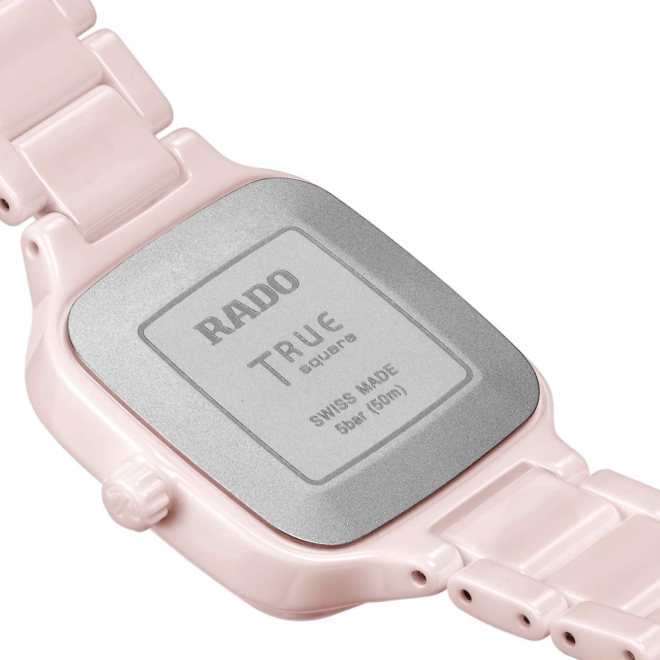 Rado True Square Diamonds R27181902 Quartz Watch Rado True Square Diamonds R27181902 pink high-tech ceramic women's diamond watch - back