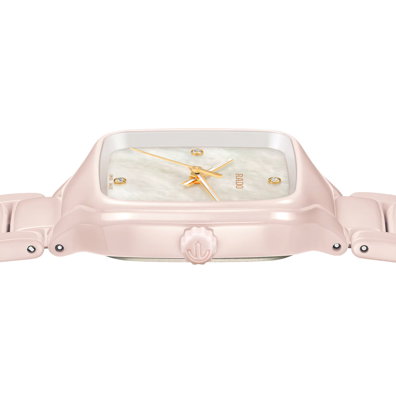 Rado True Square Diamonds R27181902 Quartz Watch Rado True Square Diamonds R27181902 pink high-tech ceramic women's diamond watch