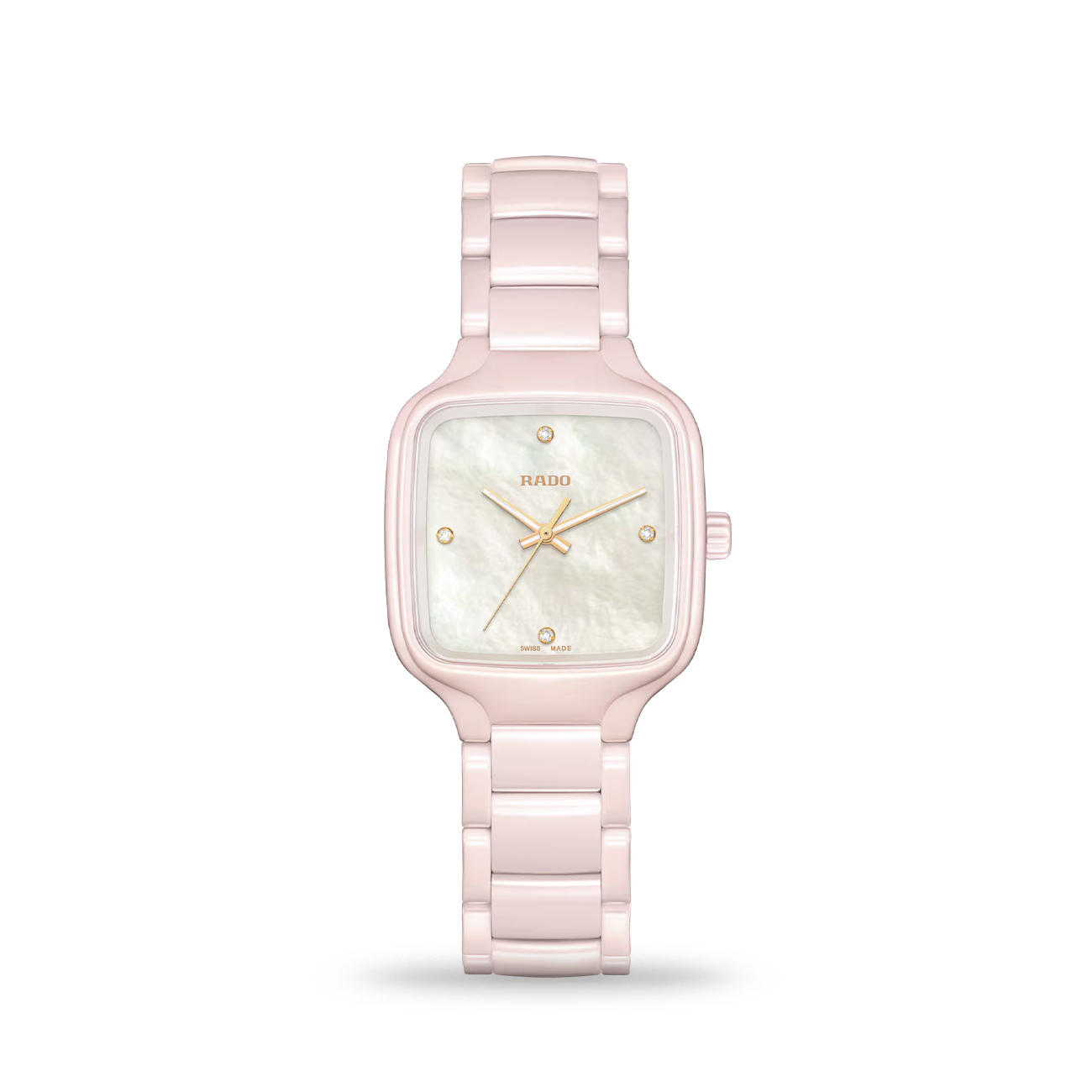 Rado True Square Diamonds R27181902 Quartz Watch Rado True Square Diamonds R27181902 pink high-tech ceramic women's diamond watch