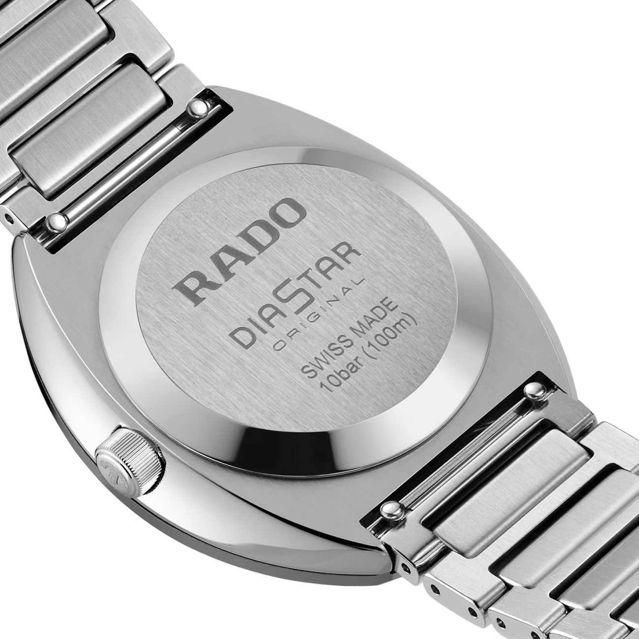 Rado DiaStar Original Automatic R12160113 Swiss Watch Rado DiaStar Original Automatic R12160113 men's Swiss watch with rhodium mosaic dial, Ceramos bezel and stainless steel bracelet - back view