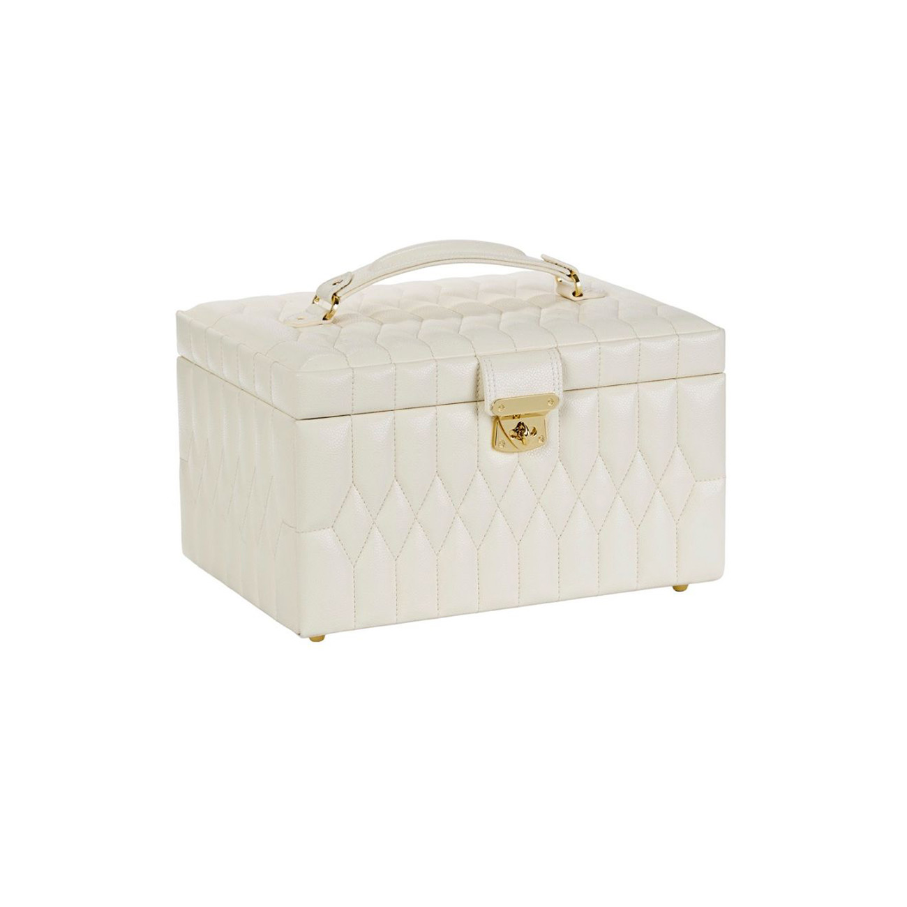WOLF Lauren Medium Jewellery Box Ivory 349752 WOLF Lauren Medium Jewellery Box in Ivory, SKU 349752, with multiple jewellery storage compartments