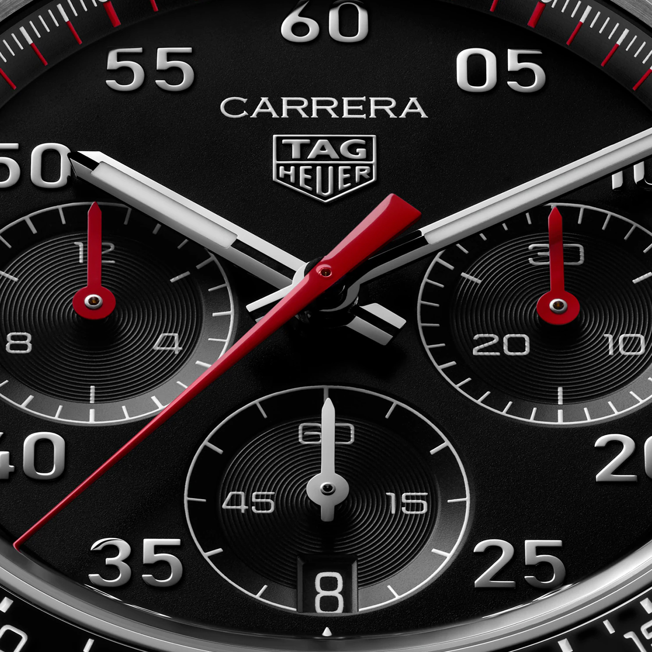 TAG Heuer Carrera CDB2110.BA0054 Black Opalin Dial TAG Heuer Carrera Chronograph CDB2110.BA0054 42mm automatic watch with black opalin dial - closeup
