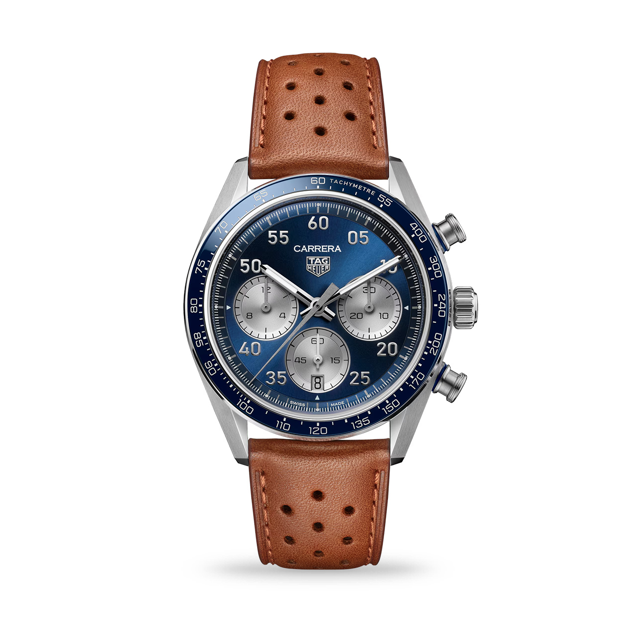 TAG Heuer Carrera Chronograph CDB2111.FC8378 Blue Dial Brown Strap TAG Heuer Carrera Chronograph CDB2111.FC8378 42mm automatic watch with blue dial and brown leather