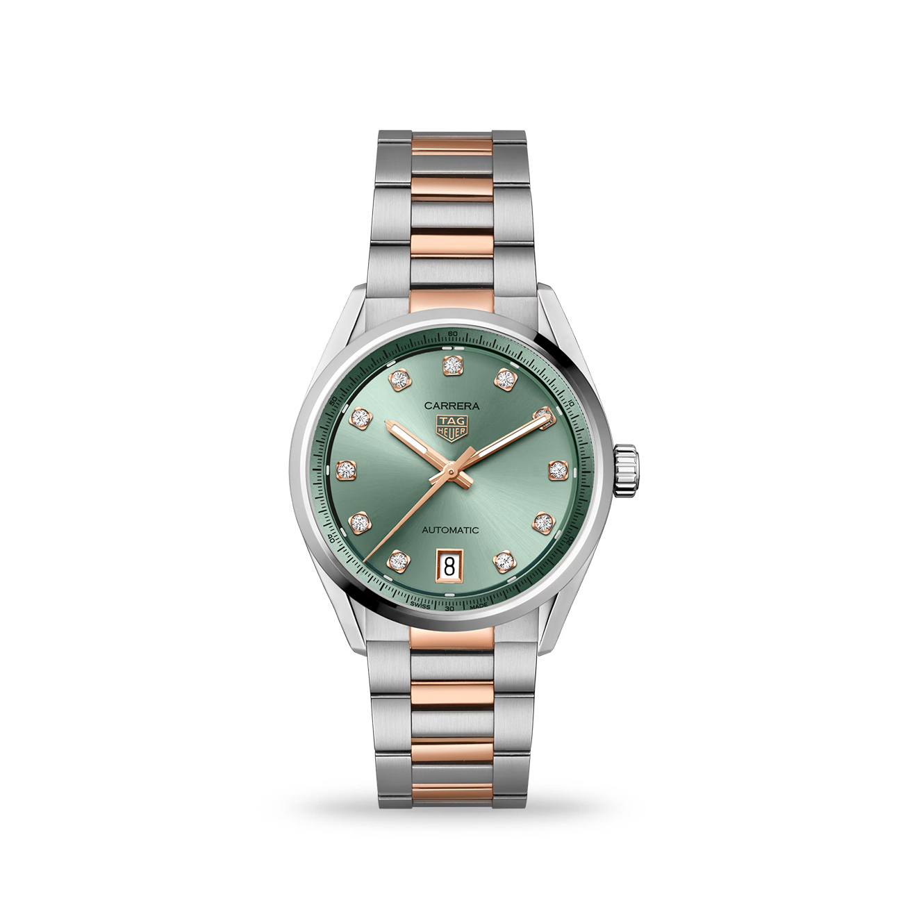 TAG Heuer Carrera Date WBN2317.BD0000 Green Diamond Dial 36mm TAG Heuer Carrera Date WBN2317.BD0000 36mm automatic stainless steel watch with green diamond dial