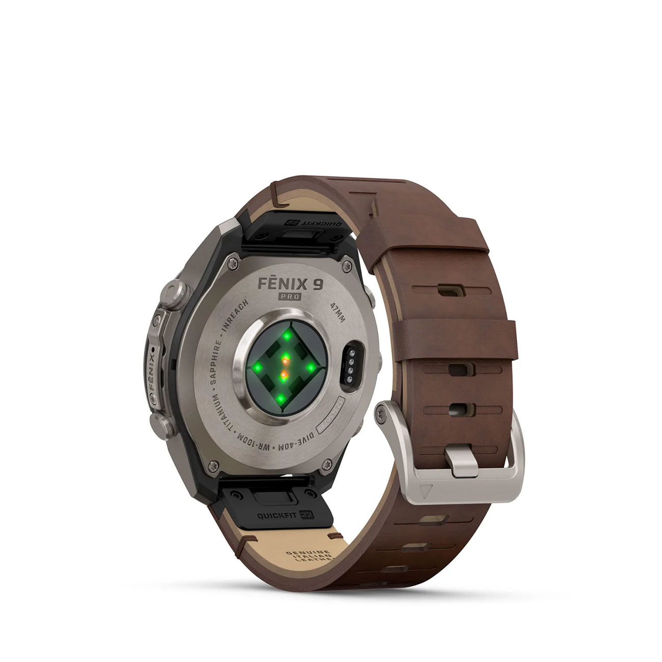 Garmin fēnix 9 Pro 47mm Titanium inReach Smartwatch Garmin fēnix 9 Pro inReach 47mm titanium smartwatch with Walnut leather band