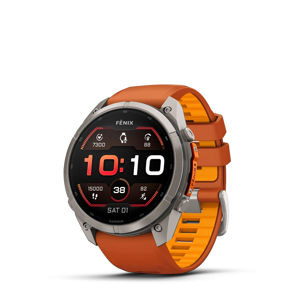 Garmin fēnix 9 Pro 51mm Titanium GPS Smartwatch Garmin fēnix 9 Pro 51mm titanium smartwatch with Autumn Orange and Spark Orange silicone band
