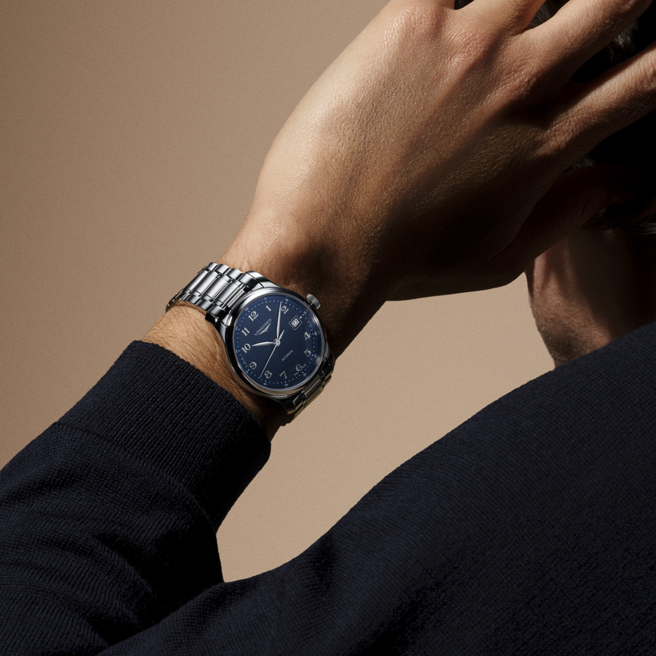 Longines Master Collection L2.949.4.93.6 Blue Dial Watch Longines Master Collection L2.949.4.93.6 automatic watch with blue barleycorn dial and stainless steel bracelet