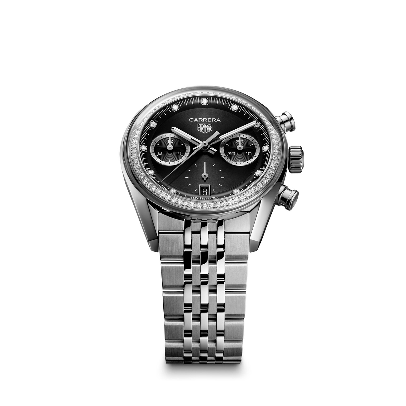 TAG Heuer Carrera Chronograph 39mm CBS221L.BA0048 black diamond-set dial steel bracelet
