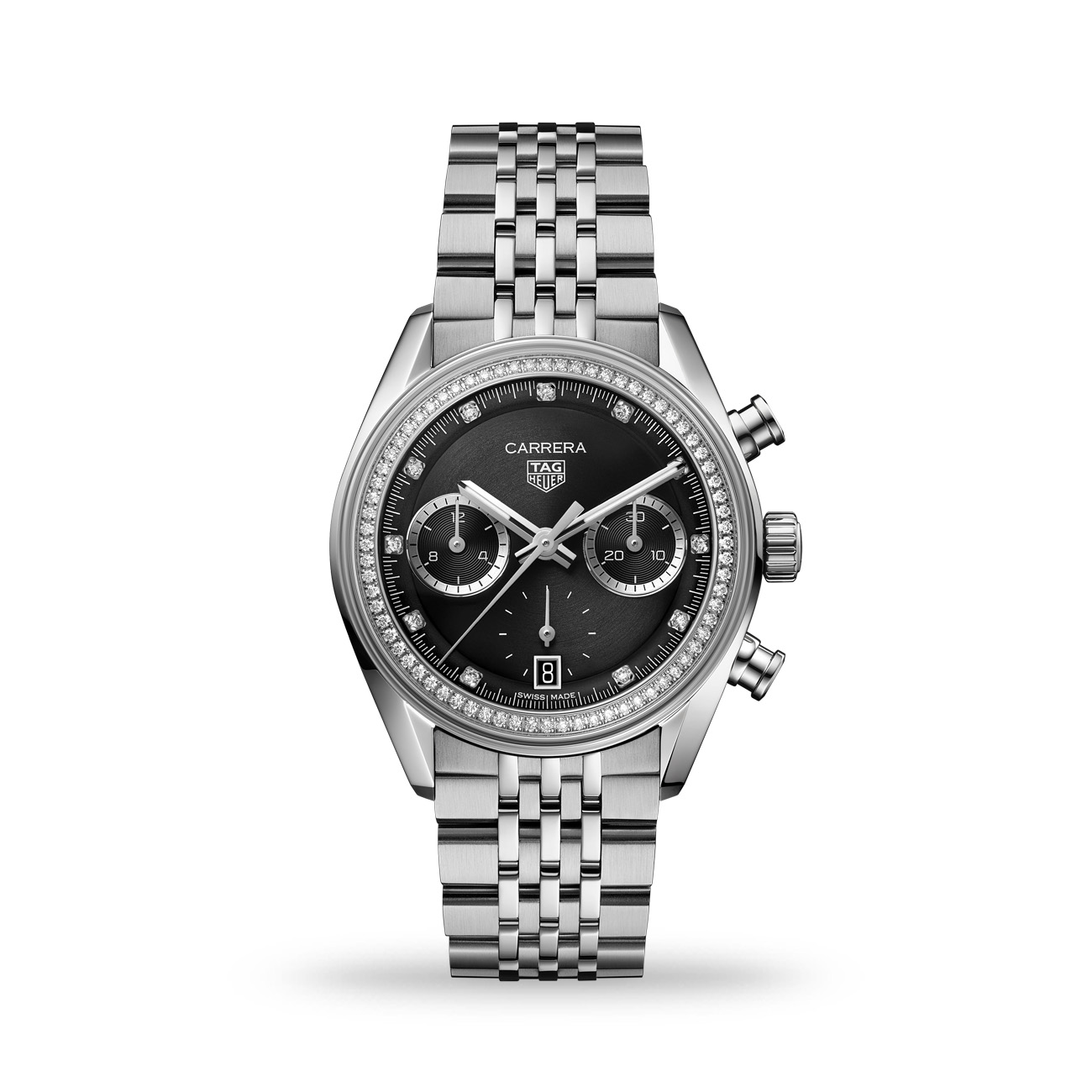 TAG Heuer Carrera Chronograph 39mm CBS221L.BA0048 black diamond-set dial steel bracelet