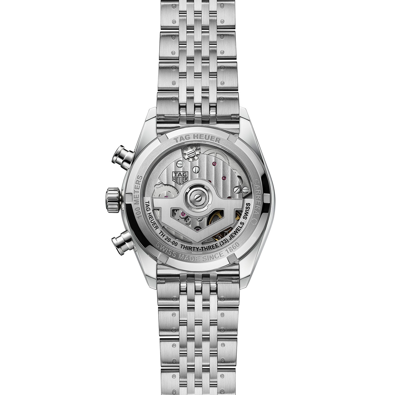 TAG Heuer Carrera Chronograph 39mm CBS221L.BA0048 black diamond-set dial - back view
